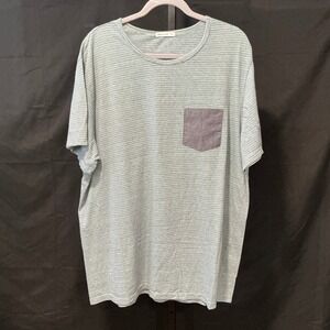 Marine Layer Mens XXL Striped Pocket T-Shirt Blue White Short Sleeve Tri-Blend